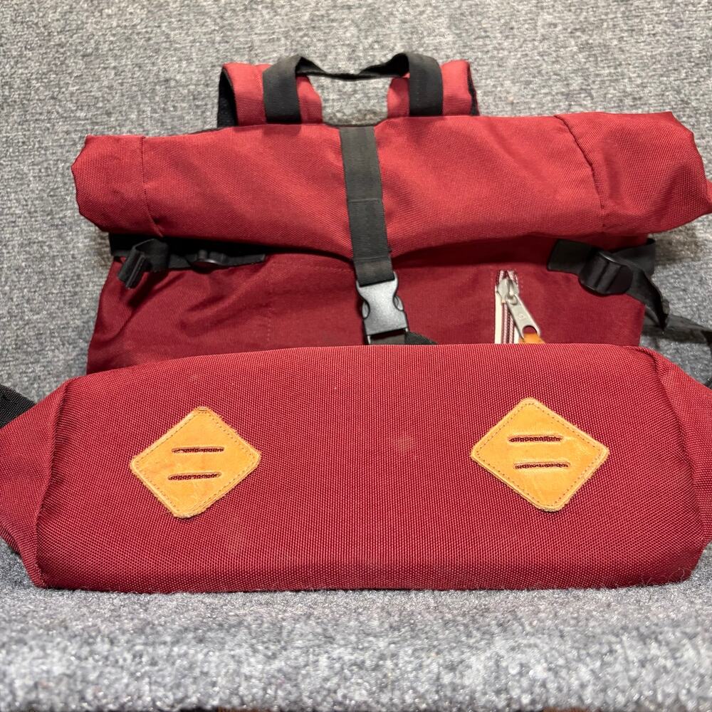 Poler Outdoor Red Retro Rolltop Backpack Camp Vibes Hiking Laptop Bag OS - Picture 4 of 8